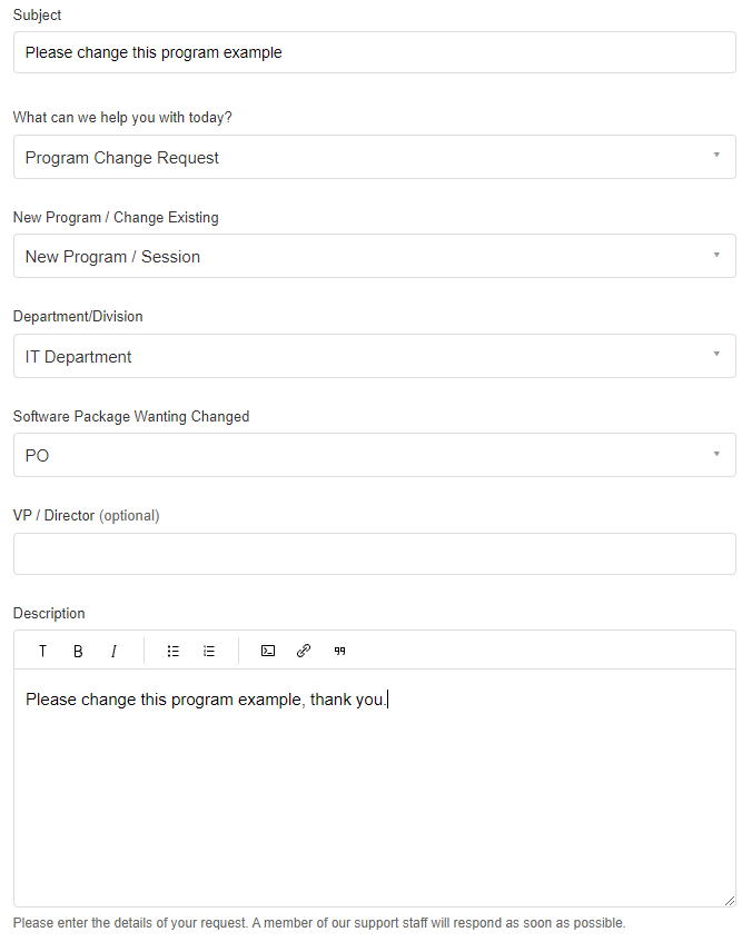 Program Change Request Form Guide – Atlantic Packaging