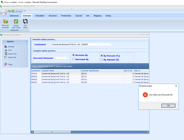 Gupta Croupta Price List Simulator List Index Out Of Bounds 0 